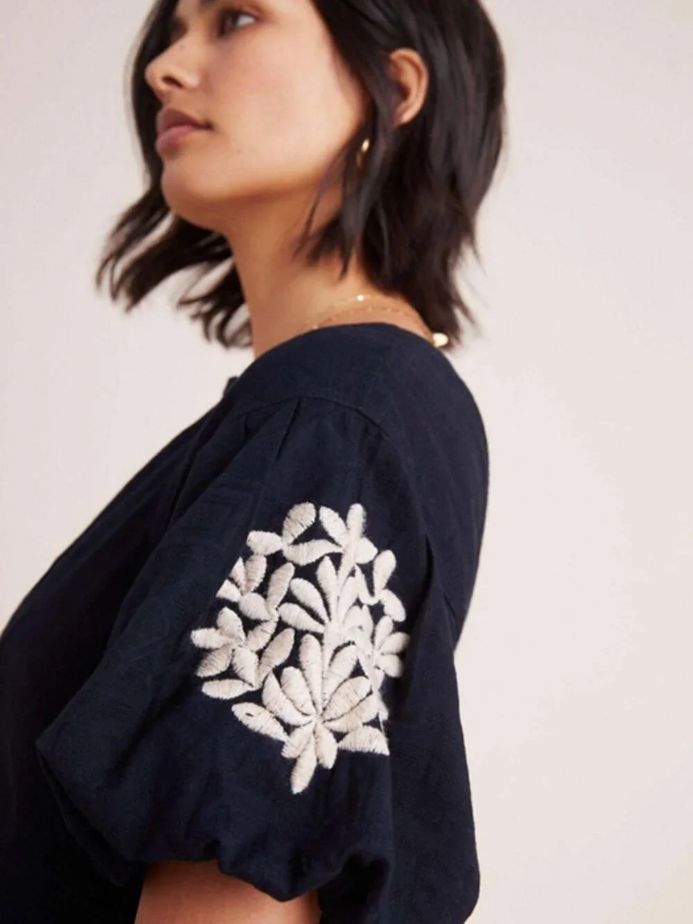 Anthropologie Provence Embroidered Puff Sleeve Mini Dress - Picture 5 of 10